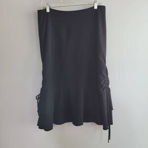 vintage y2k wash collection black ruched side midi skirt minimalist goth romanti